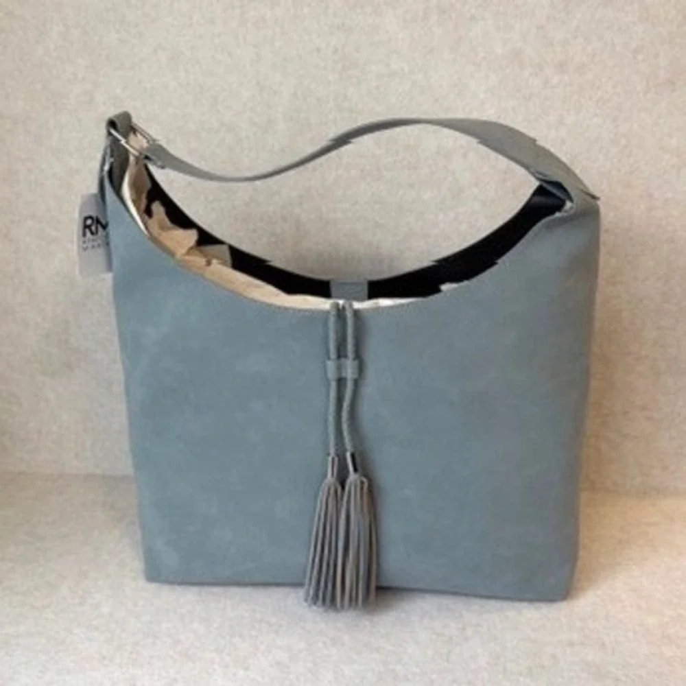 Rebecca Minkoff Tahoe Hobo Bag Denim Blue Leather Tassel HU25ETAHOB New